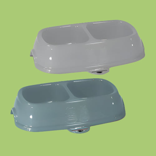 קערה כפולה 11 - 0.4 ליטר תכלת / אפור